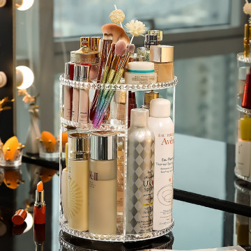 Boîte d’organisateur de maquillage Rotation à 360 degrés Organisateur cosmétique Transparent Fashion Spin Multi-fonction détacha